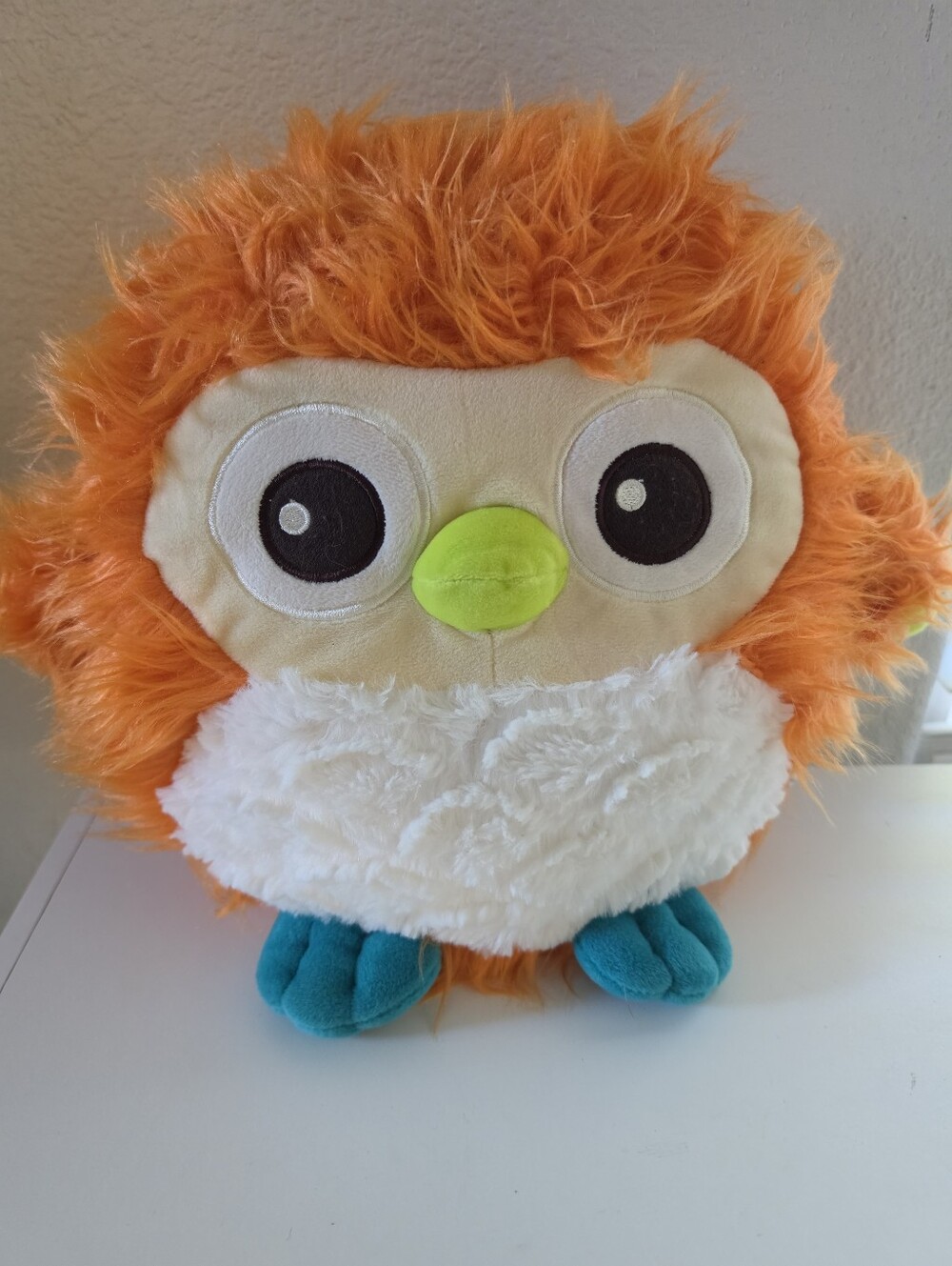 B. toys B. softies Ola Owl Plush Orange Fluffy Funkies Stuffed Animal 11"